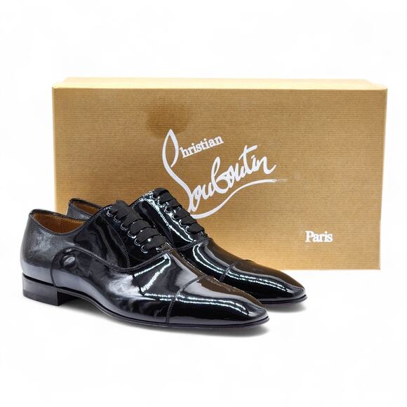 Christian Louboutin Greggo Oxford Tuxedo Patent Leather Shoes Black - NWB $995